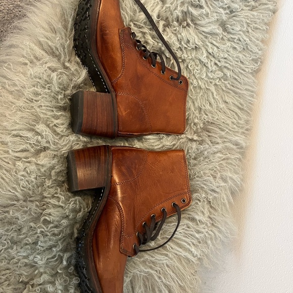 Frye Brown Leather Combat Boots - Picture 8 of 9